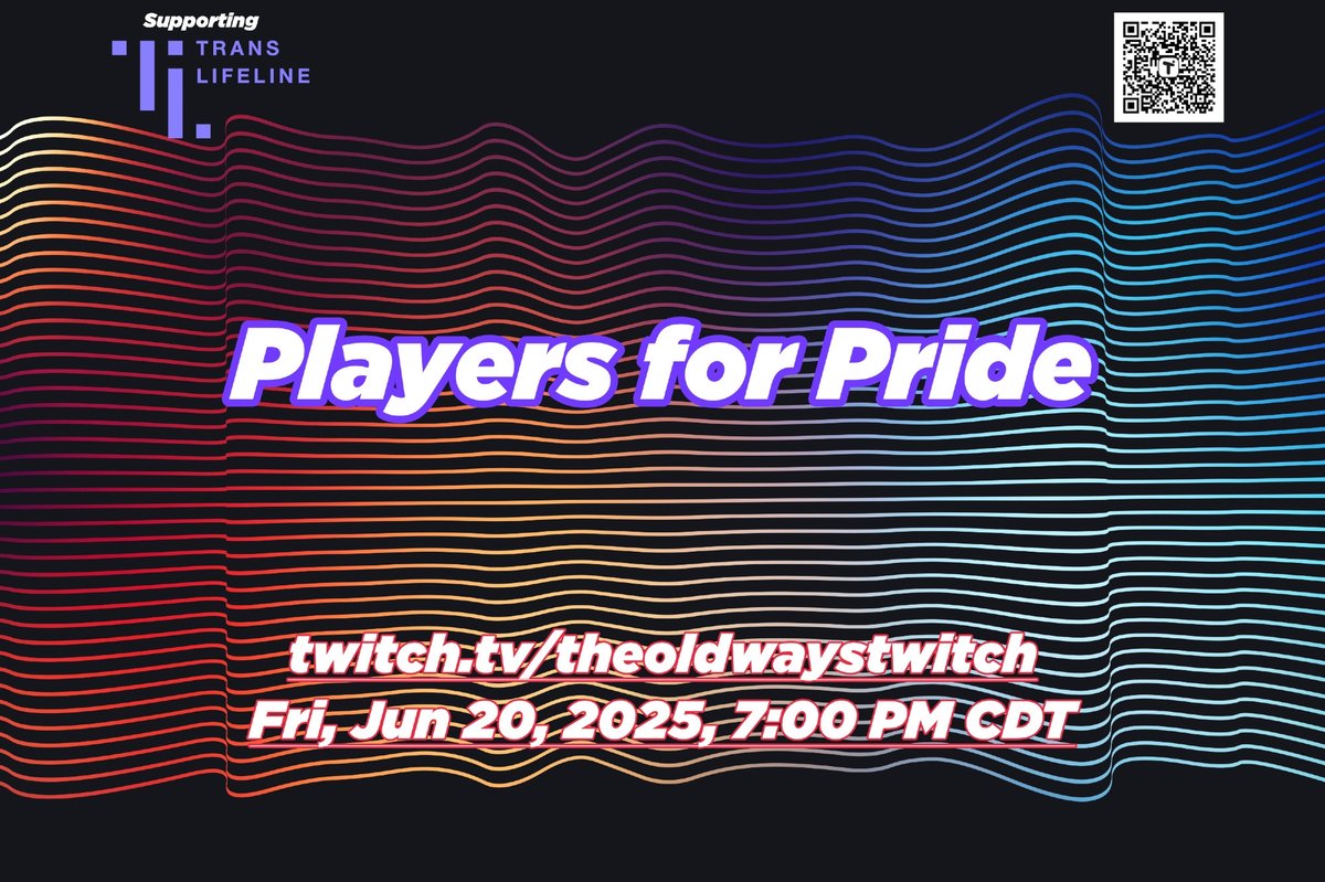 We're happy to announce that we'll be running a special charity stream on Friday June 20th, at 7PM CDT in support of translifeline.org ! Come join Players for Pride as stream with an exclusive Cthulhu Dark tale! 

#translifeline
#pride2025 
#playersforpride