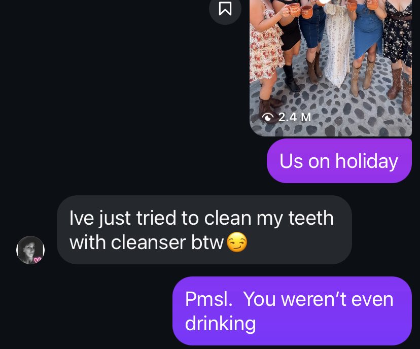 Standard texts between me and my bestie.   I’m purple btw.