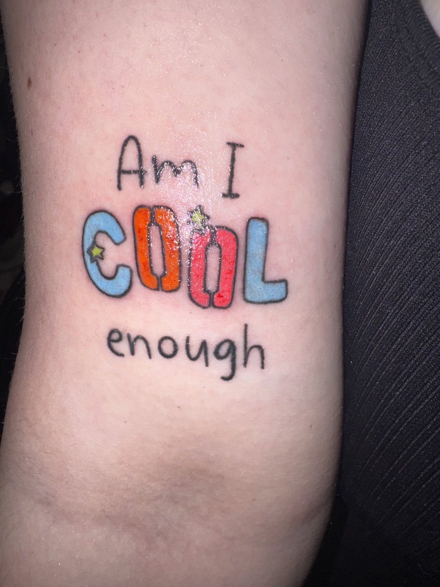tattoo touch up for “cool” is complete 
am i cool enough now

<a href="/Michael5SOS/">michael clifford</a> <a href="/crystalleigh/">Crystal Leigh🤍</a> <a href="/hopelessrecords/">Hopeless Records</a> 

#amicoolenough #cool