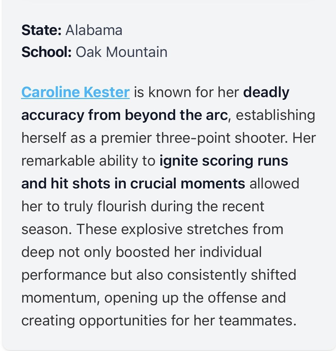 Caroline Kester (@kester_caroline) on Twitter photo Thank you <a href="/pghalabama/">Prep Girls Hoops Alabama</a> <a href="/dpthecoach/">Coach DP</a> for the write up! SGB strong!
<a href="/SGB_Veal/">Southeastern Girls Basketball Veal</a> <a href="/talkinghoops23/">TALKING HOOPS</a> <a href="/OMHSWBB/">OMHS Girls Basketball</a> Thank you <a href="/pghalabama/">Prep Girls Hoops Alabama</a> <a href="/dpthecoach/">Coach DP</a> for the write up! SGB strong!
<a href="/SGB_Veal/">Southeastern Girls Basketball Veal</a> <a href="/talkinghoops23/">TALKING HOOPS</a> <a href="/OMHSWBB/">OMHS Girls Basketball</a>