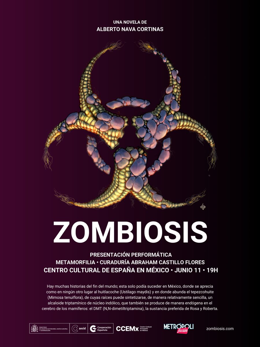 Zombiosis (@z0mbi0sis) on Twitter photo Gracias al <a href="/ccemx/">Centro Cultural de España México</a> y a <a href="/aullidosp/">Aullidos Panteoneros</a>, por hacernos parte de Metamorfilia, ciclo de inmersión a las fronteras del género de terror contemporáneo.
📍Centro Cultural de España en México
🗓️ Junio 11
⏰ 19h
#Zombiosis Gracias al <a href="/ccemx/">Centro Cultural de España México</a> y a <a href="/aullidosp/">Aullidos Panteoneros</a>, por hacernos parte de Metamorfilia, ciclo de inmersión a las fronteras del género de terror contemporáneo.
📍Centro Cultural de España en México
🗓️ Junio 11
⏰ 19h
#Zombiosis