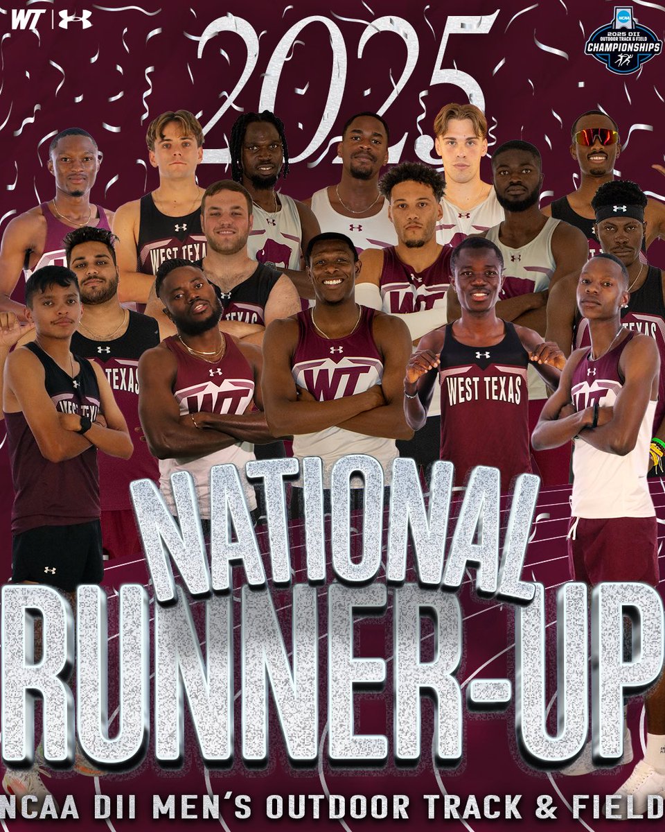 WTAMU TrackXC (@wtamu_xctf) on Twitter photo ๐๐ก๐๐ญ ๐ ๐ ๐ซ๐๐๐ญ ๐๐๐ฒ ๐ญ๐จ ๐๐ ๐ ๐๐ฎ๐๐๐๐ฅ๐จ ๐๐ We proudly introduce the 2025 NCAA Menโs Outdoor T&F National Runner-Up, WEST TEXAS A&M!!
The Buffs finished strong with a team total of 66 points. Amazing work by this team in Colorado!
#BuffNation | #WESTisBEST ๐๐ก๐๐ญ ๐ ๐ ๐ซ๐๐๐ญ ๐๐๐ฒ ๐ญ๐จ ๐๐ ๐ ๐๐ฎ๐๐๐๐ฅ๐จ ๐๐ We proudly introduce the 2025 NCAA Menโs Outdoor T&F National Runner-Up, WEST TEXAS A&M!!
The Buffs finished strong with a team total of 66 points. Amazing work by this team in Colorado!
#BuffNation | #WESTisBEST
