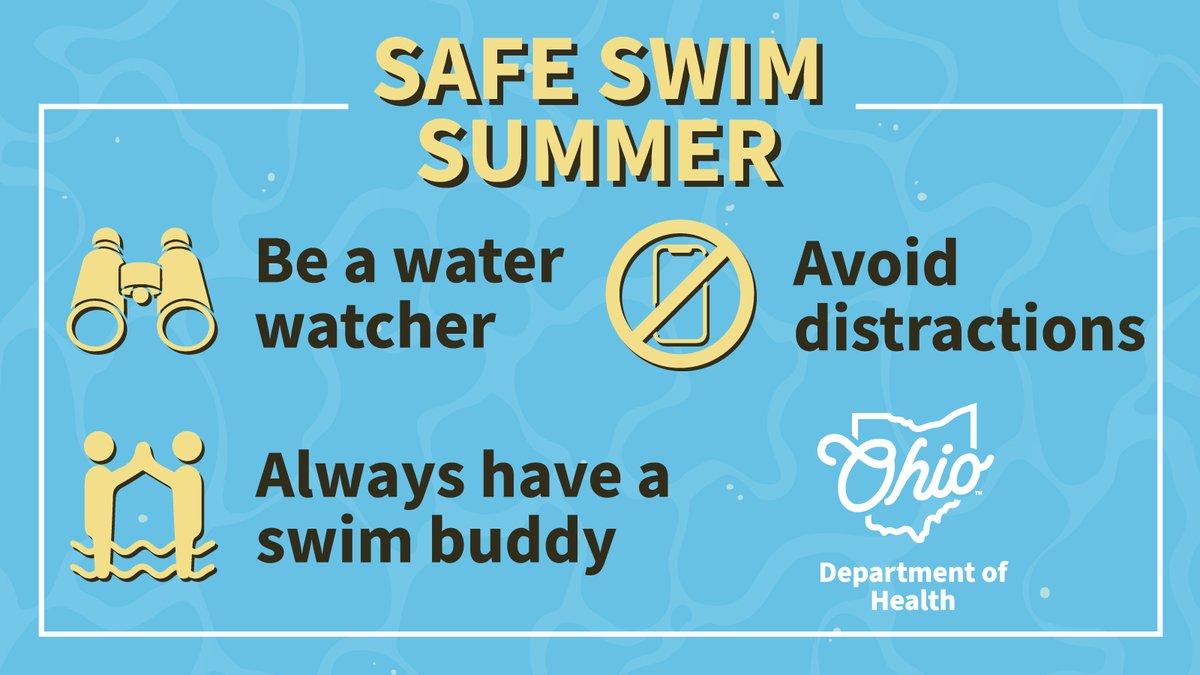Ohio Dept of Health (@ohdeptofhealth) on Twitter photo Water fun szn is here! π Whether you're in a pool, on a lake, swimming at one of Ohio's many beaches - it's important to have a #SafeSwim! Be a water watcher π. Avoid distractions.π΅ Always have a swim buddy. π§π½ββοΈπ§π½ββοΈ more on having a safe swim ππ½ bit.ly/4jjuUiq. Water fun szn is here! π Whether you're in a pool, on a lake, swimming at one of Ohio's many beaches - it's important to have a #SafeSwim! Be a water watcher π. Avoid distractions.π΅ Always have a swim buddy. π§π½ββοΈπ§π½ββοΈ more on having a safe swim ππ½ bit.ly/4jjuUiq.