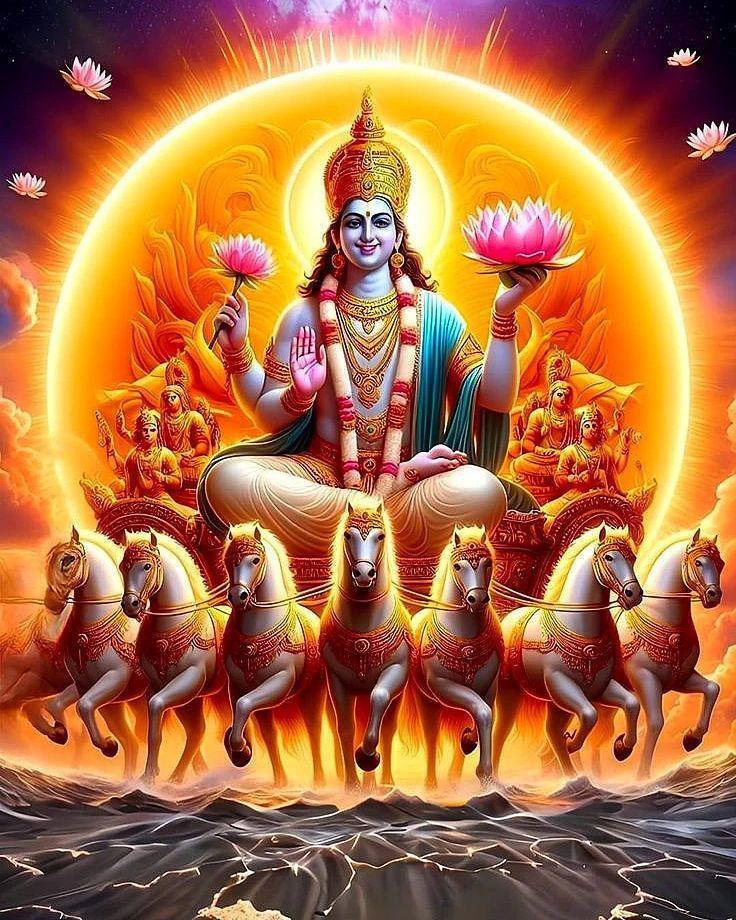 सात घोड़ा पर सवार सूर्य देव