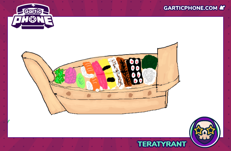 I had a great time drawing on Gartic Phone tonight! and I am proud I tried my best to draw a sushi boat! I really appreciate everyone for joining the session and I hope we can meet again in my next stream on both Gartic and my normal streams~
#garticphone #ENVtuber