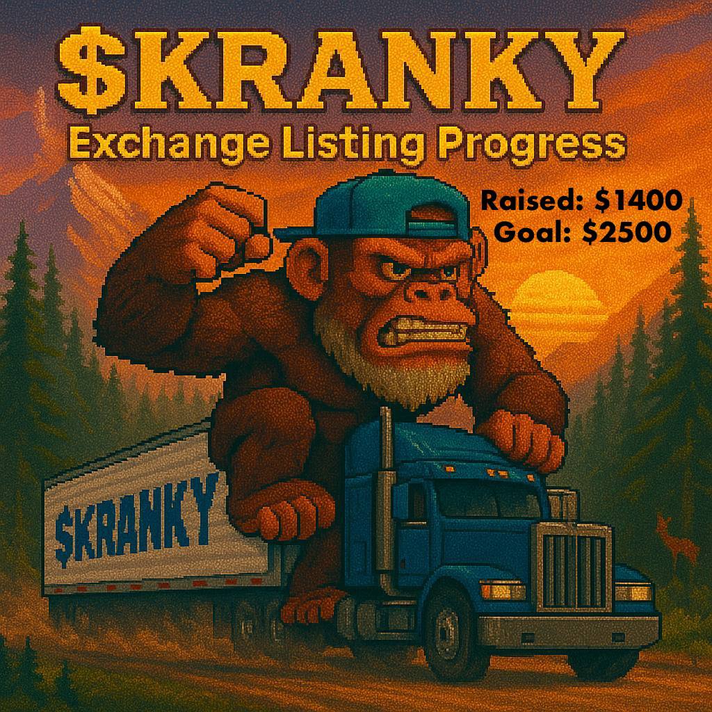 🚨 EXCHANGE LISTING Update!

$Kranky the #Kaspa Trucker on #KRC20 is finalizing our very first Exchange Listing! 👀

Raised: ~$1400
Goal: $2500

That means we only need about $1100 more!

Donate $kas here: 🙏

kaspa:qzz092lhkexsl60myr8p6hqh8ryumtm3kzyupa2xvznpalv55sv9j4elra3v0