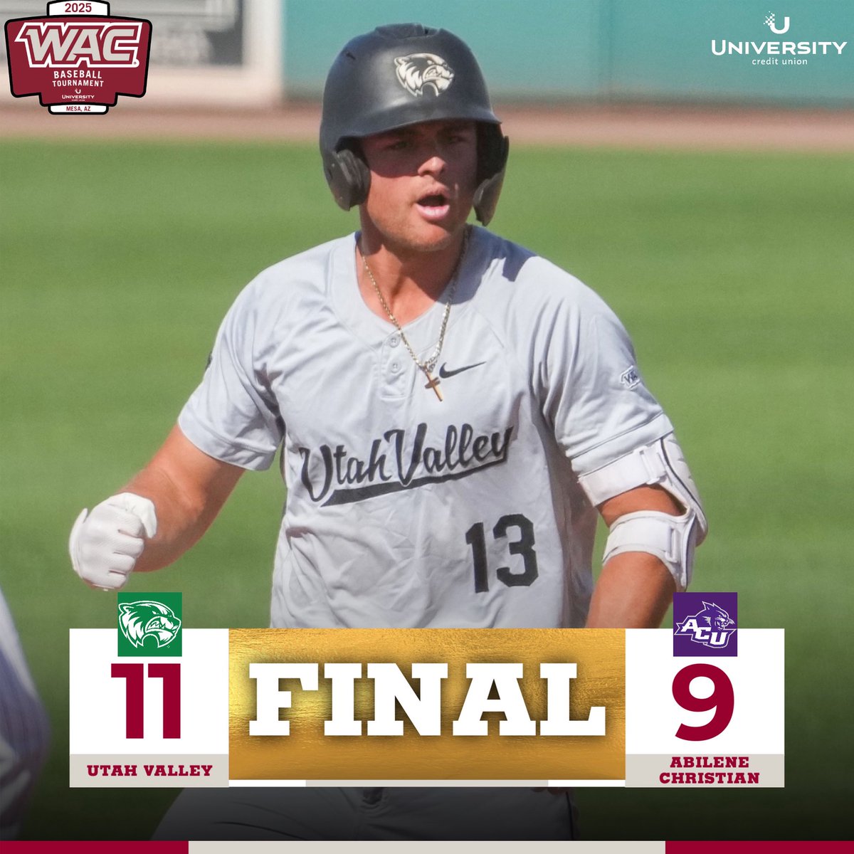 The Western Athletic Conference (@wacsports) on Twitter photo FINAL | <a href="/UVUbsb/">UVU Baseball</a> 11, Abilene Christian 9
UTAH VALLEY TAKES THE TITLE!!! 🏆
The Wolverines are officially the 2025 <a href="/UCU_LA/">University Credit Union</a> WAC Baseball Tournament Champions!
#OneWAC x #WACbsb FINAL | <a href="/UVUbsb/">UVU Baseball</a> 11, Abilene Christian 9
UTAH VALLEY TAKES THE TITLE!!! 🏆
The Wolverines are officially the 2025 <a href="/UCU_LA/">University Credit Union</a> WAC Baseball Tournament Champions!
#OneWAC x #WACbsb