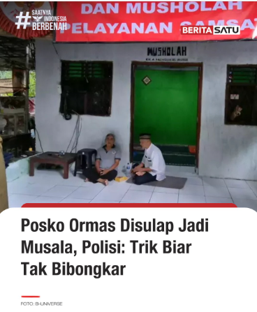 C_D3pp's tweet photo. Mosok negara kalah pinter,
Polisi mencium trik ormas untuk berlindung di balik simbol keagamaan agar posko tak dibongkar. Pemerintah diminta serius awasi penggunaan ruang publik, jangan sampai ada pembiaran. https://t.co/wCceGVYHWB