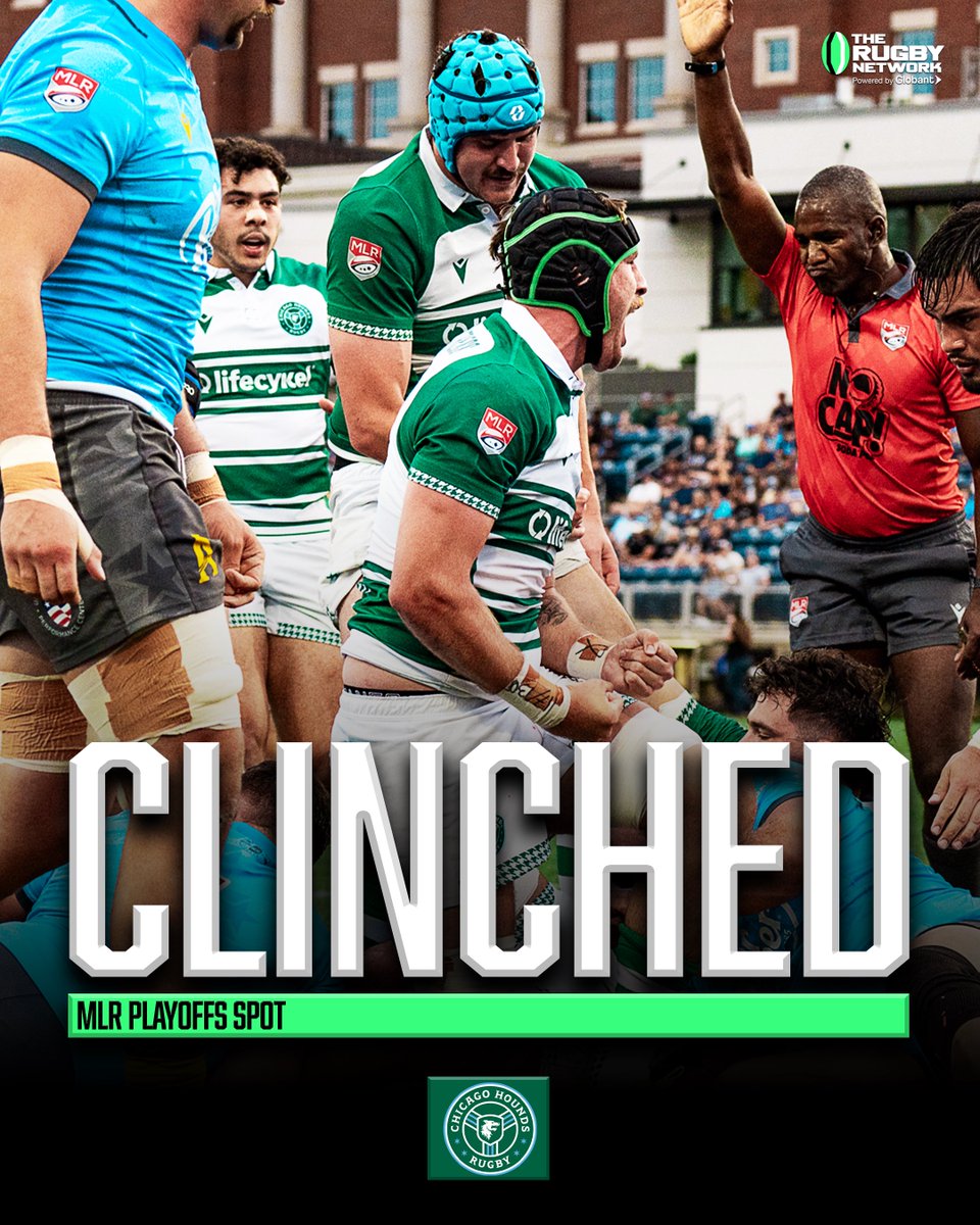 The Rugby Network (@therugbynetwork) on Twitter photo DAWGS ARE IN 🐺
With Chicago’s win over Anthem and NOLA’s loss to Utah, the Chicago Hounds have clinched a spot in the 2025 MLR Playoffs 🏆
#rugby <a href="/HoundsChicago/">Chicago Hounds</a> DAWGS ARE IN 🐺
With Chicago’s win over Anthem and NOLA’s loss to Utah, the Chicago Hounds have clinched a spot in the 2025 MLR Playoffs 🏆
#rugby <a href="/HoundsChicago/">Chicago Hounds</a>