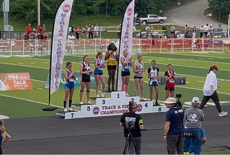 In the final track and field performance of her high school career, Kwyn Hamlin secured a second podium as she finished seventh in the 200 meter dash. Congratulations, Kwyn, on an outstanding career.