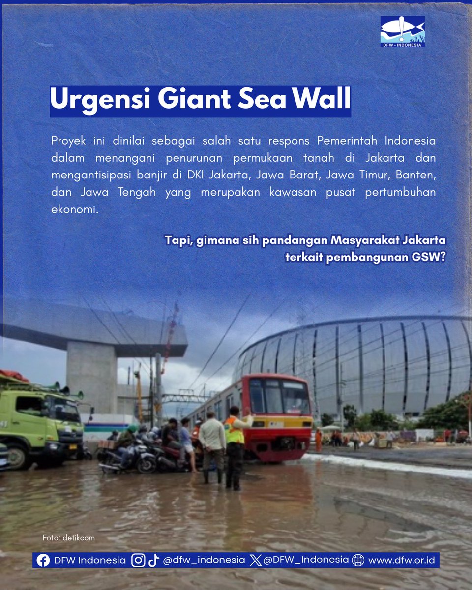 DFW_Indonesia's tweet photo. Giant Sea Wall, apa iya se genting itu untuk dibangun in this economy? Yuk, simak apa kata Masyarakat Jakarta soal Giant Sea Wall!

 #giantseawall #penelitian #tanggullaut #jakarta #climatechange #climate https://t.co/h8z5lpLc2m