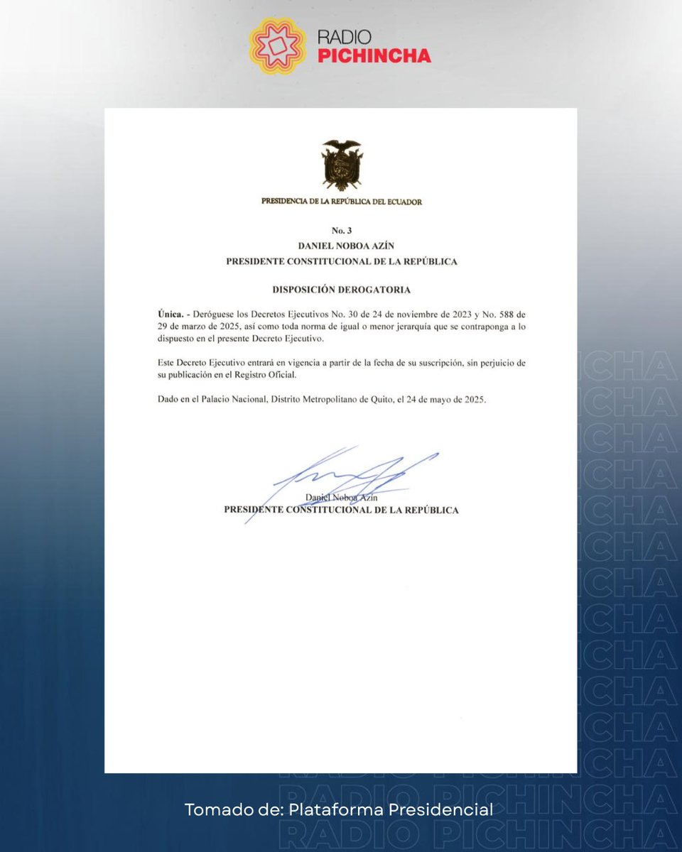 🔴 #ATENCIÓN | Mediante el Decreto N° 3, el presidente Daniel Noboa asignó a la vicepresidenta María José Pinto las funciones de articular políticas públicas integrales, planes, programas, proyectos y actividades vinculadas a salud mental, educación intercultural bilingüe,