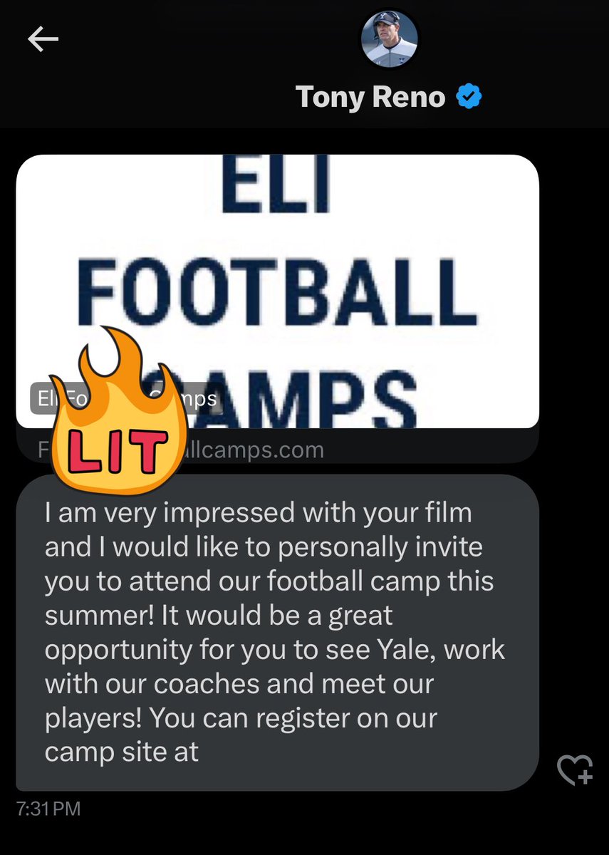 Thank you <a href="/coachreno/">Reno</a> for the opportunity it’ll be a honor to put work in at #Yale added to camp tour 🫡<a href="/JeritRoser/">Jerit Roser</a> <a href="/SWiltfong_/">Steve Wiltfong</a> @On3Recruits <a href="/Andrew_Ivins/">Andrew Ivins</a> <a href="/TheUCReport/">Billy Tucker</a> <a href="/UncommitedFBall/">The Uncommitted Football</a> <a href="/PrepRedzoneLA/">Prep Redzone Louisiana</a> <a href="/LAvsAllYall/">Louisiana vs. All Y’all</a>