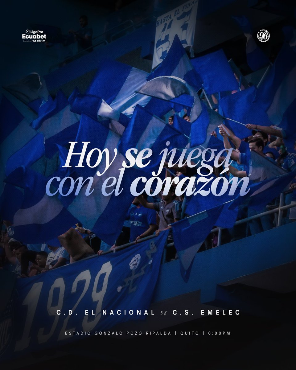 ¡𝐇𝐎𝐘 𝐉𝐔𝐄𝐆𝐀 𝐄𝐋 𝐂𝐋𝐔𝐁 𝐒𝐏𝐎𝐑𝐓 𝐄𝐌𝐄𝐋𝐄𝐂! ⚡💪🏼

🏆 <a href="/LigaProEC/">LigaPro</a> Ecuabet conectada por Xtrim
🆚 CD El Nacional
🏟️ Estadio Gonzalo Pozo Ripalda
⌚️ 18:00

#RecuperandoLaDignidad 🔵