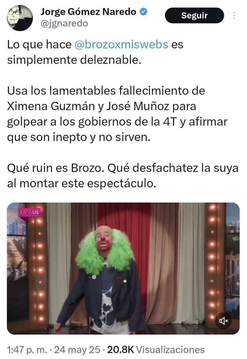 Marco Levario Turcott (@arouet_v) on Twitter photo Jorge Gómez Naredo (<a href="/jgnaredo/">Jorge Gómez Naredo</a>):
1. No fueron fallecimientos. Fueron asesinados. Hay que registrar los hechos como son. No seas cobarde.
2. <a href="/brozoxmiswebs/">brozo xmiswebs</a> NO golpea, critica. Te guste o no eso es lo que hace.
3. Yo coincido con la critica de Brozo: La ineptitud del gobierno al Jorge Gómez Naredo (<a href="/jgnaredo/">Jorge Gómez Naredo</a>):
1. No fueron fallecimientos. Fueron asesinados. Hay que registrar los hechos como son. No seas cobarde.
2. <a href="/brozoxmiswebs/">brozo xmiswebs</a> NO golpea, critica. Te guste o no eso es lo que hace.
3. Yo coincido con la critica de Brozo: La ineptitud del gobierno al