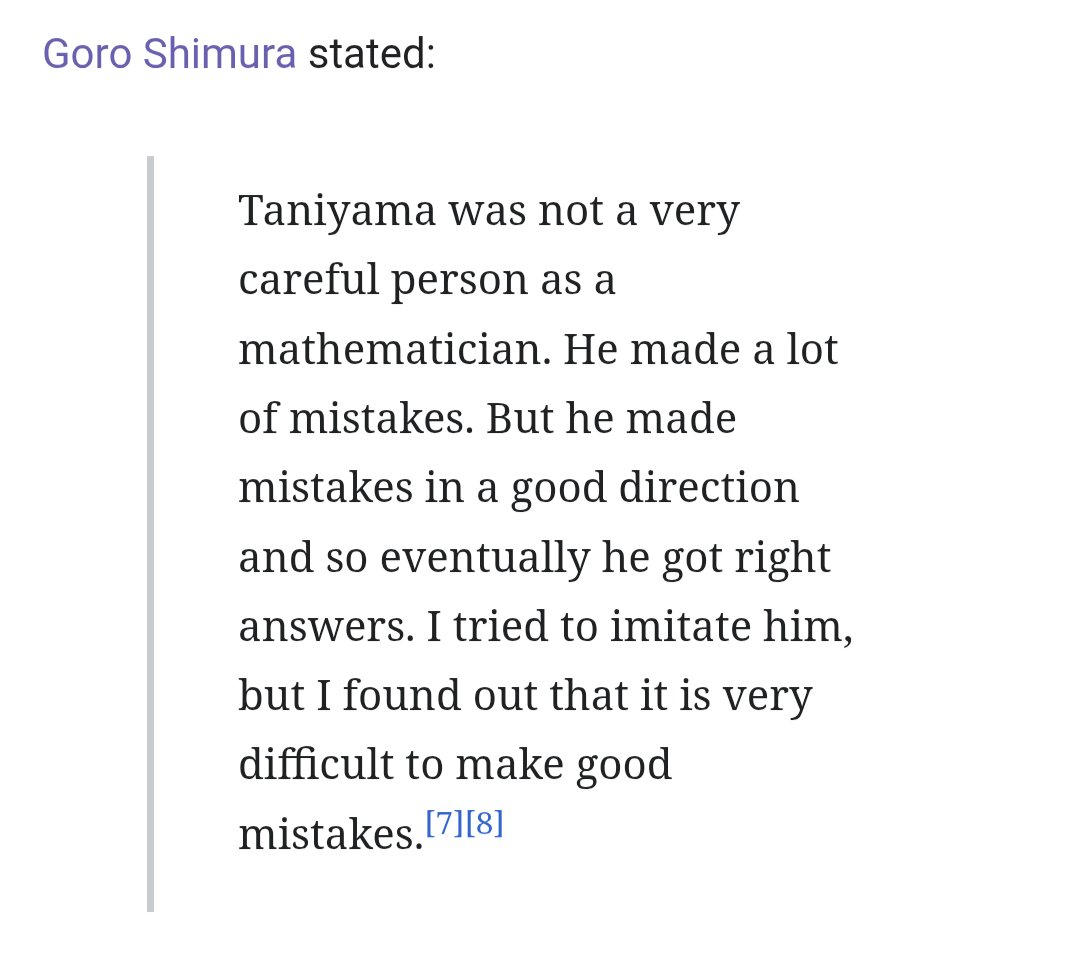 Last math quote of the day. Goro Shimura remembering Yutaka Taniyama, in the form of praise that one can only hope to aspire to.