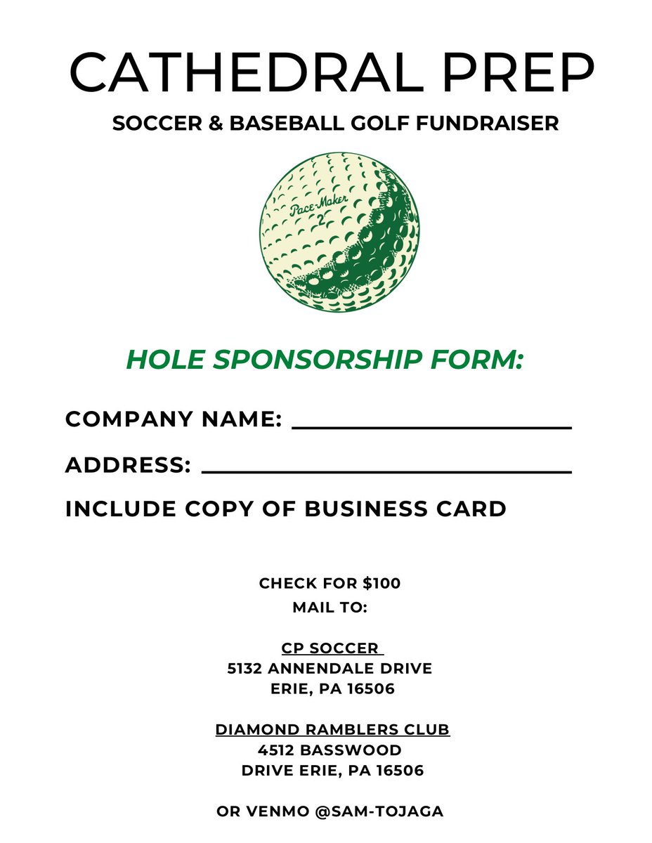 Join us for a fun day at our 3rd Annual Men’s CP Soccer and Baseball Golf Fundraiser! Register your foursome today🧡🖤⚽️⚾️⛳️<a href="/Prep_Ramblers/">CP Baseball</a>
