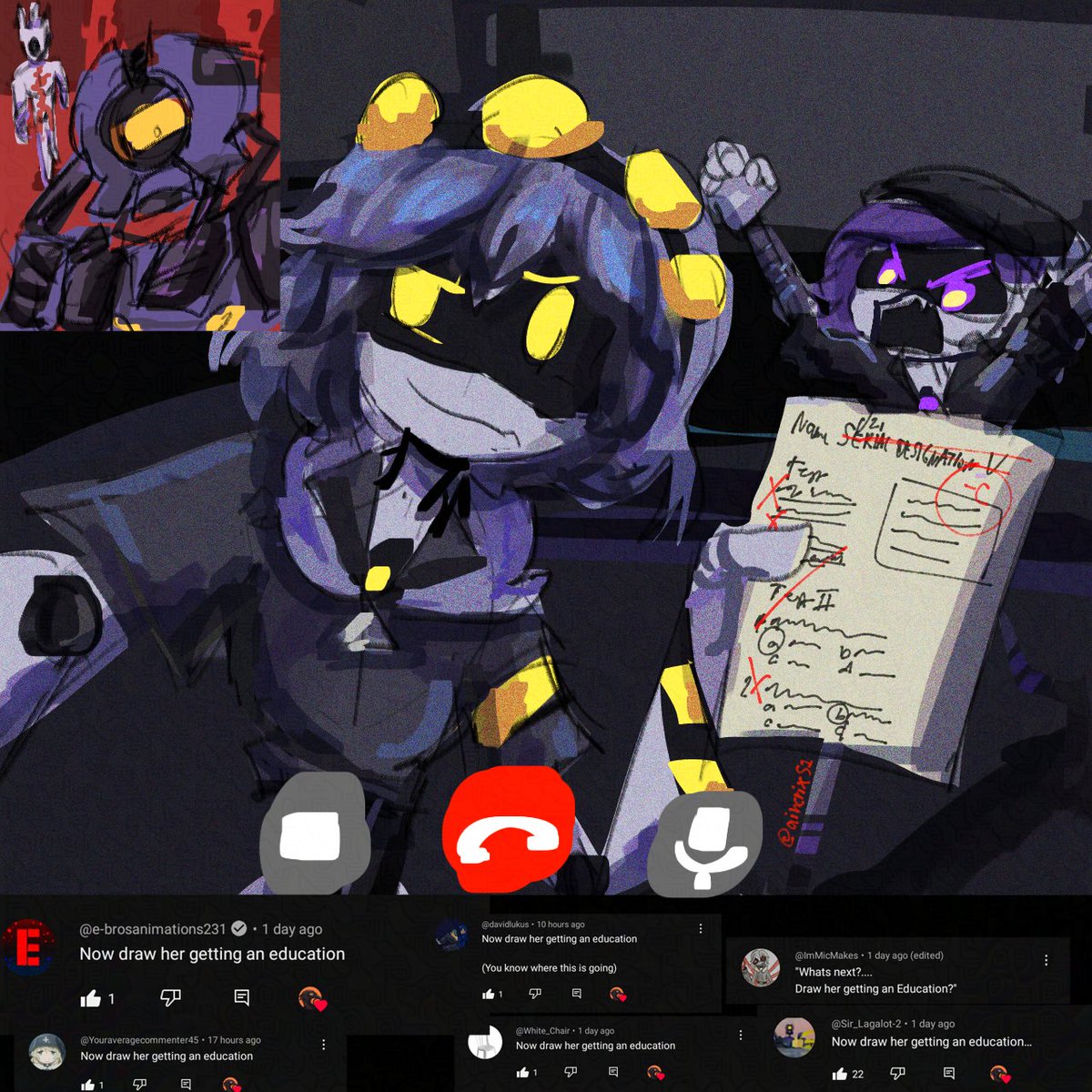 aincrix51's tweet photo. "V gets an education"
(+Plus video call with V1 in the middle of the fight lmao)
#Murderdrones #ultrakill #crossover #VxV1 https://t.co/tPkCuFxEIi