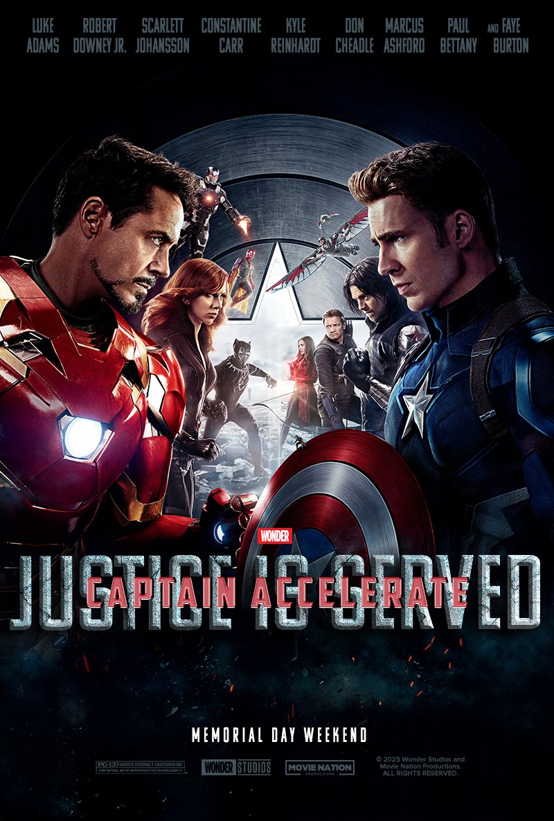 In theatres everywhere NOW.

A Wonder Studios film. "Captain Accelerate: Justice Is Served" features Luke Adams, Robert Downey Jnr, Constantine Carr, and many more. #CaptainAccelerate

🎟️ mnp.lnk.to/CAJusticeIsSer…