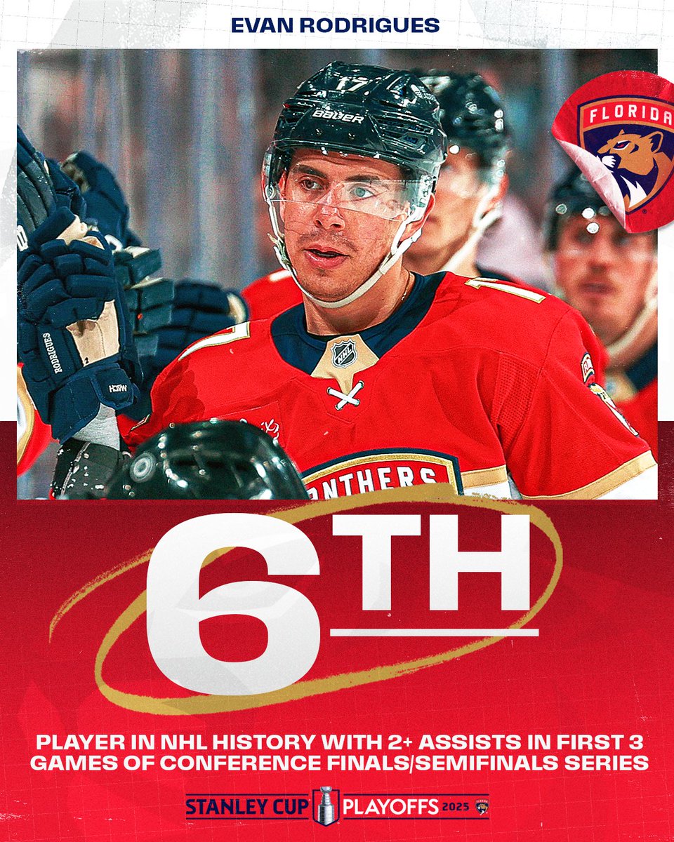 Evan Rodrigues has 0-6—6 in the Eastern Conference Final – the most points among any player in the series – and has done so with multiple assists in each of the first three games.

🇺🇸: <a href="/NHL_On_TNT/">NHLonTNT</a> &amp; <a href="/SportsonMax/">Sports on Max</a> ➡️ max.com/sports/nhl 
🇨🇦 <a href="/Sportsnet/">Sportsnet</a> or stream on Sportsnet+ ➡️
