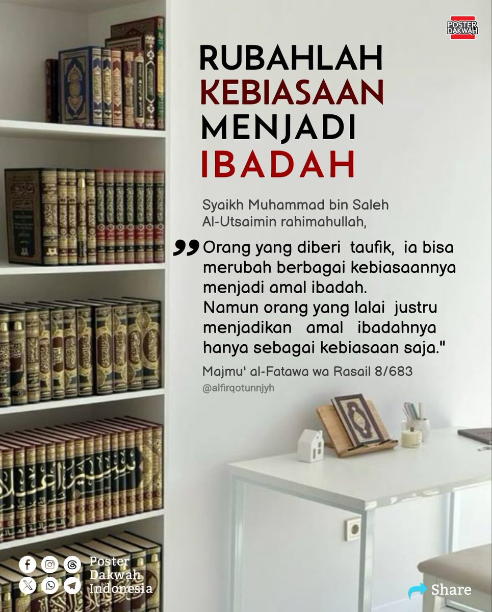 RUBAHLAH KEBIASAAN MENJADI IBADAH

#kebiasaan
#ibadah
#amalshalih

Sc : <a href="/alfirqotunnjyh/">Al Firqotun Najiyah TV</a>