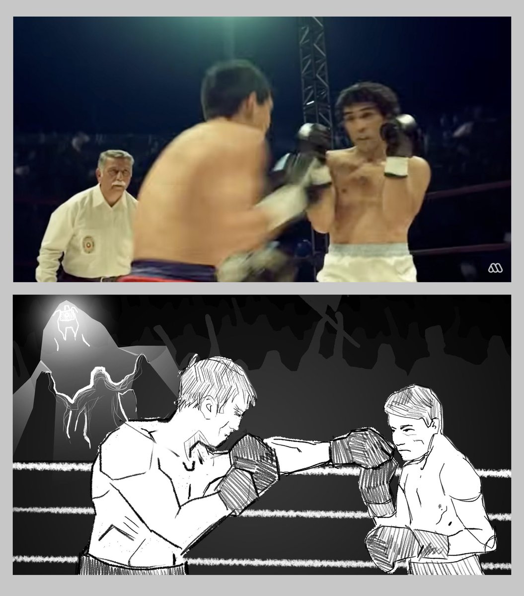 IgnacioRuizCine's tweet photo. Desde el 2010 viví unos años cinco años haciendo storyboards. Luego ya pocas producciones los usaban y actualmente para ficción me piden hacer viñetas de los planos con Vfx. Fue el caso de “Martín, el hombre y la leyenda” el 2017 🤓 más dibujos en https://t.co/pS87f4KYaF https://t.co/wQokEqgAr0