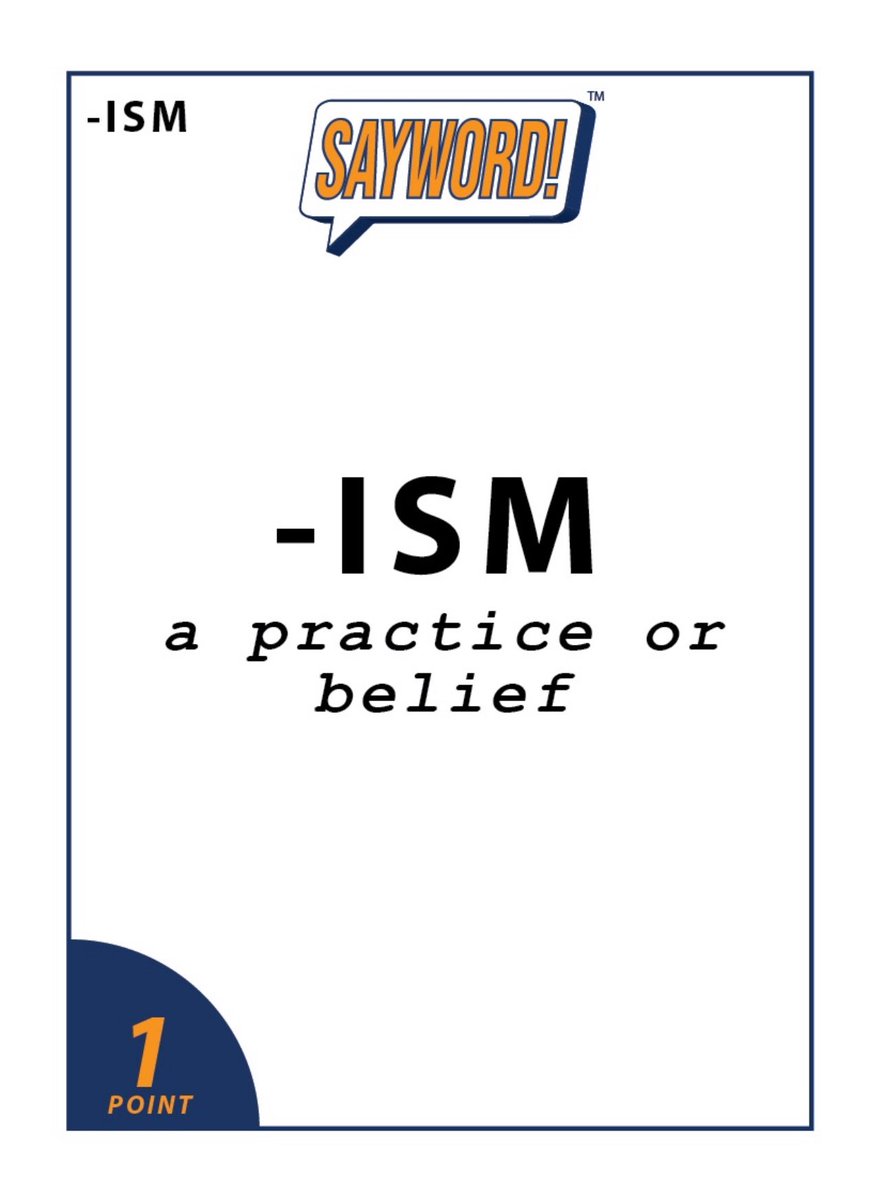saywordgame's tweet image. 1) Comment with a word containing “ISM” meaning “BELIEF” or “PRACTICE”. No Repeats!
2) Tag the next player. No tag-backs!
3) For a chance to win a free copy of SAYWORD! , like, follow, & repost (not quote)! (Previous winners also eligible) #giveaway #clearthelist #gamenight…