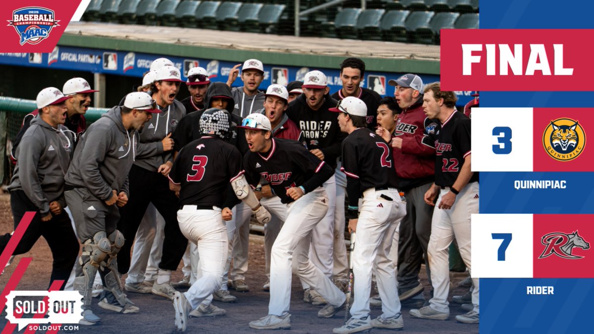 #MAACSports (@maacsports) on Twitter photo Broncs are Back in the Championship Series!
<a href="/RiderUBaseball/">RiderBaseball</a> defeats <a href="/TheQBaseball/">Quinnipiac Baseball</a> 7-3 in the elimination bracket final.
The Broncs will take on Fairfield for the Chip tomorrow at noon!
#MAACBaseball Broncs are Back in the Championship Series!
<a href="/RiderUBaseball/">RiderBaseball</a> defeats <a href="/TheQBaseball/">Quinnipiac Baseball</a> 7-3 in the elimination bracket final.
The Broncs will take on Fairfield for the Chip tomorrow at noon!
#MAACBaseball