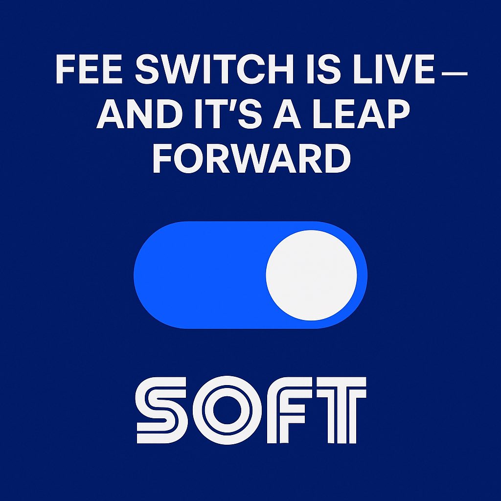 Fee Switch isn’t just a feature — it’s a leap forward.
Soft Protocol now automatically collects fees from every token sale and distribution — and routes them straight to the DAO treasury.

This changes everything:
 1. Soft becomes revenue-generating. It’s no longer just tooling —