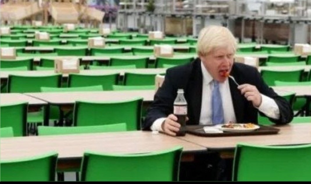 Boris Johnson having a meal with everyone who thinks he should be Prime Minister again.