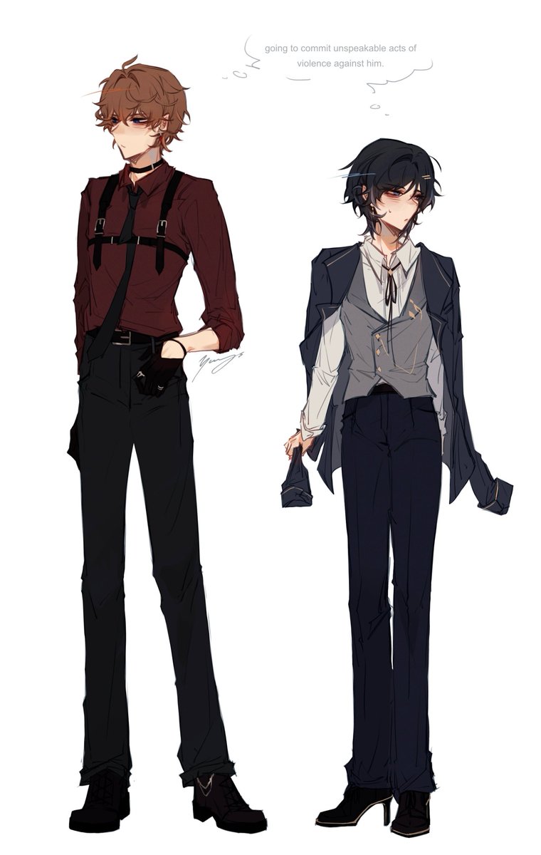 outfits for a fic I have forcibly gaslighted my non chscr friend into writing for me 😊😊

#chiscara #genshinimpact