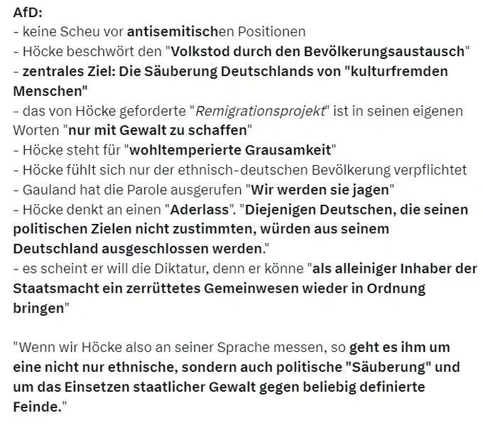 Holla, die grüne Waldfee 💚 📯🚲🌳🌻🌞✊🌈 (@rikewaldfee) on Twitter photo <a href="/OliverFlesch69/">Oliver Flesch</a> Die als gesichert rechtsextremistisch eingestufte AfD hat die längste Zeit Raum im BT in Beschlag genommen. Das #AfDVerbotsverfahren wird kommen und dann ist dieser üble Teil der Geschichte vorbei. Es gibt über 1000 Gründe die AfD zu verbieten. Hier sind 3. <a href="/OliverFlesch69/">Oliver Flesch</a> Die als gesichert rechtsextremistisch eingestufte AfD hat die längste Zeit Raum im BT in Beschlag genommen. Das #AfDVerbotsverfahren wird kommen und dann ist dieser üble Teil der Geschichte vorbei. Es gibt über 1000 Gründe die AfD zu verbieten. Hier sind 3.