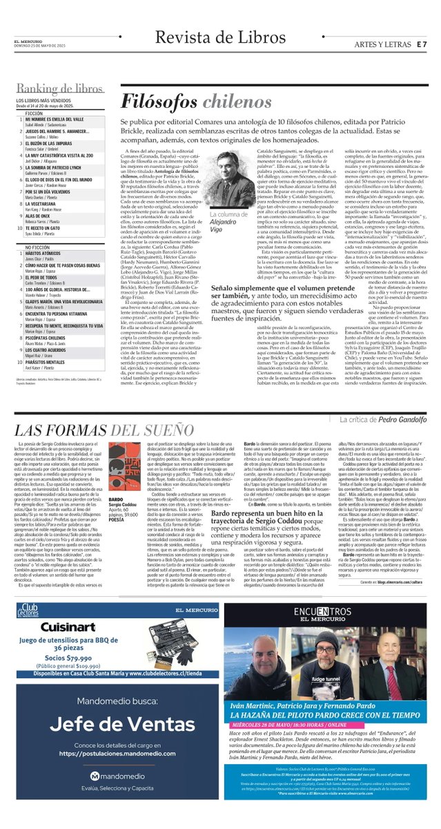 Con la segunda edición en las librerías, por novena semana desde su presentación el 5 de marzo en el Museo de la Memoria y los Derechos Humanos, mi biografía de GLADYS MARÍN es uno de los libros más vendidos en Chile.

MUCHAS GRACIAS POR LA LECTURA Y LA DIFUSIÓN