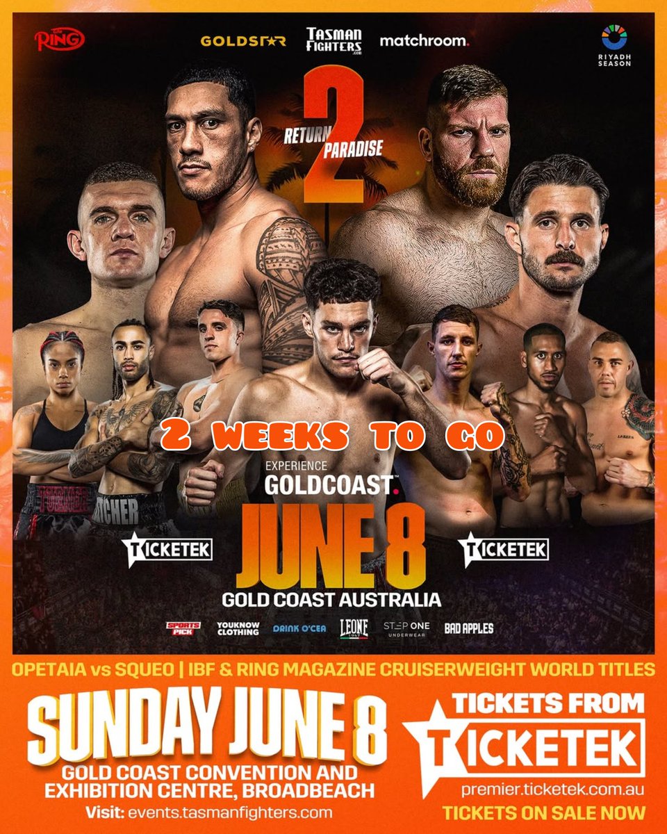 2 Weeks to go

Conor Wallace &amp; Danny Keating both feature on the #OpetaiaSqueo card on the Gold coast in Queensland, Australia 

Wallace (15-1) takes on Dylan Colin (14-1) over 10 rounds in a light Heavyweight contest 

Keating (9-0) takes on Blake Minto (16-6-2) for the WBC