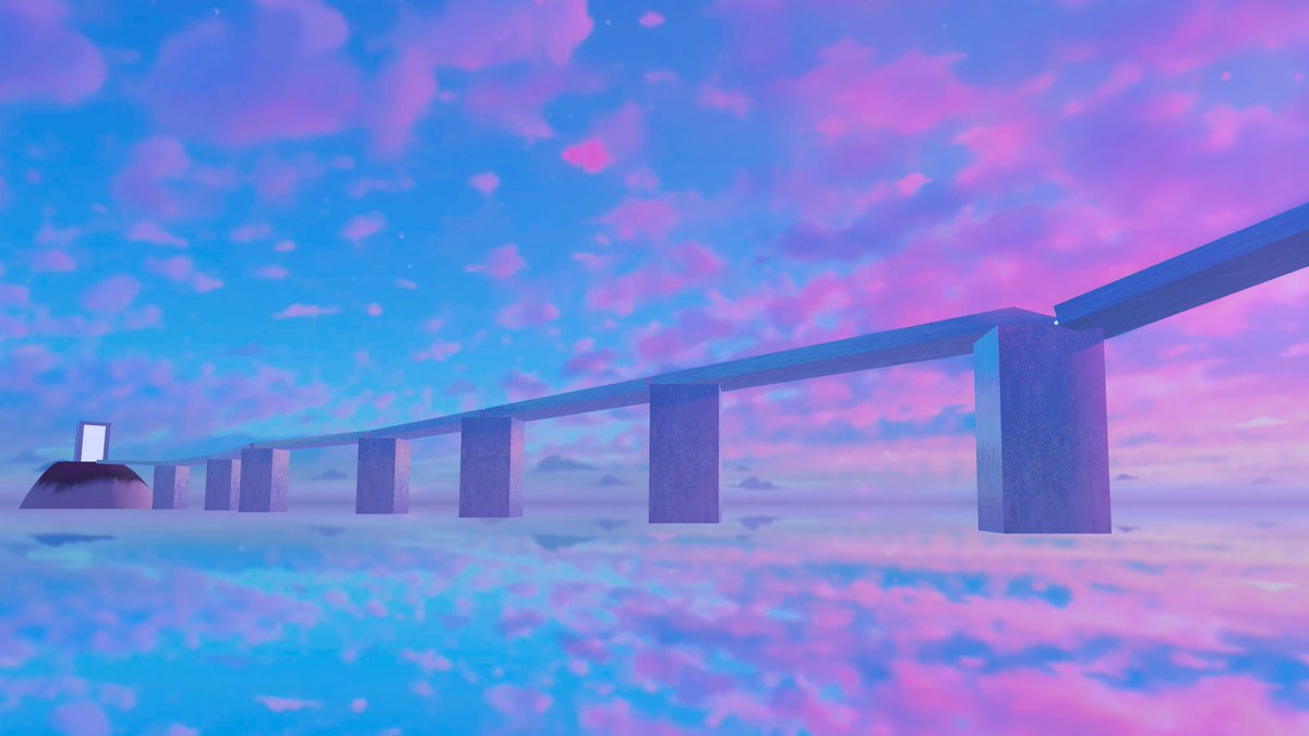 미드웨이（Midway）
Maruku／마루쿠
--
静寂の水面に映る空、 淡いピンクと深い青が溶け合う。 霞む光は時の狭間を揺らし、 橋の先には未知の世界が広がる。
vrchat.com/home/world/wrl…
#VRChat_world紹介 #VRChat #VRC