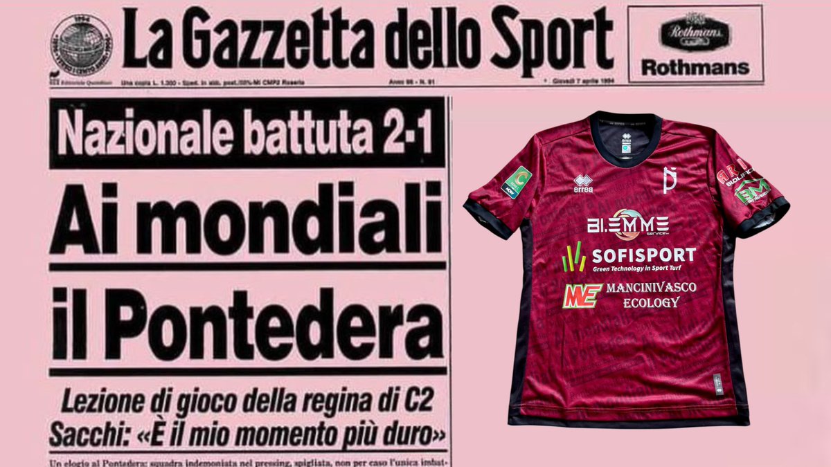 Calcio England (@calcioengland) on Twitter photo ๐โ๏ธ Italy 1-2 Pontedera - the day the Azzurri were humbled by their fourth division opponents
30 years on, Pontedera used the iconic Gazzetta headline - ๐ฃ๐ผ๐ป๐๐ฒ๐ฑ๐ฒ๐ฟ๐ฎ ๐๐ผ ๐๐ต๐ฒ ๐ช๐ผ๐ฟ๐น๐ฑ ๐๐๐ฝ - to inspire their 24/25 shirt
Full story๐
calcioengland.com/2025/05/24/itaโฆ ๐โ๏ธ Italy 1-2 Pontedera - the day the Azzurri were humbled by their fourth division opponents
30 years on, Pontedera used the iconic Gazzetta headline - ๐ฃ๐ผ๐ป๐๐ฒ๐ฑ๐ฒ๐ฟ๐ฎ ๐๐ผ ๐๐ต๐ฒ ๐ช๐ผ๐ฟ๐น๐ฑ ๐๐๐ฝ - to inspire their 24/25 shirt
Full story๐
calcioengland.com/2025/05/24/itaโฆ