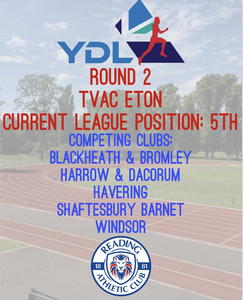 Good luck to our u17 &amp; u20 athletes who are along the M4 at the TVAC in Eton for round 2 of the upper age group of the YDL. 
After 5th last time out let’s go out for better today! Every single point will matter and make a difference today!
Good luck to you all!