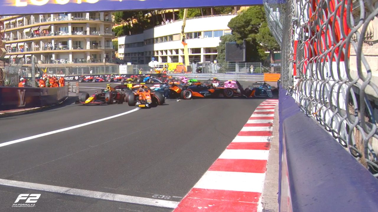 Monaco Formula 2 start mayhem, seven DNFs. Only egos injured!