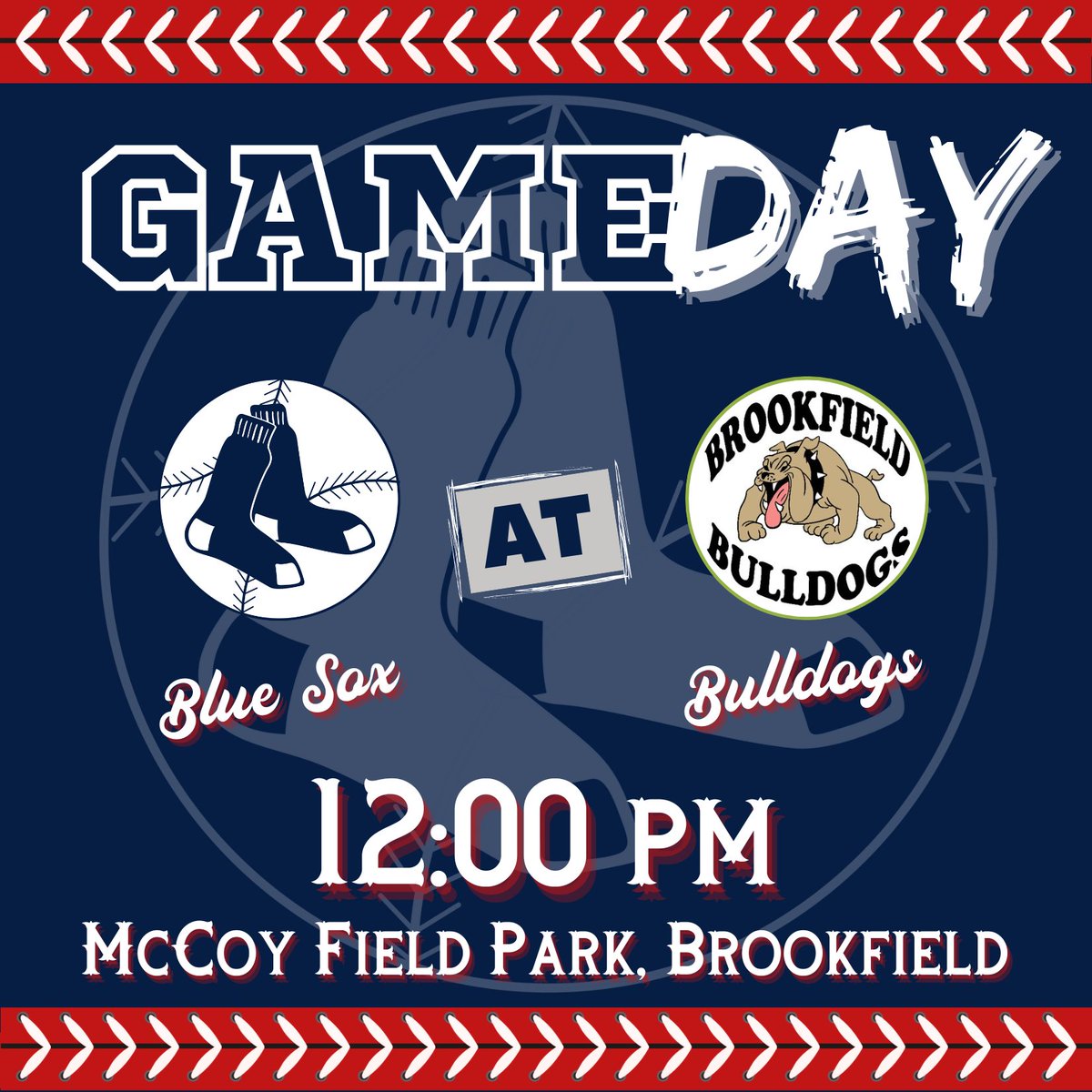 BlueSoxWI's tweet photo. IT'S GAME DAY, #SOXFAM! Noon start at McCoy against the Bulldogs and we're in the visitor's dugout. See you there!

#Baseball #SoxBall #LakesBall https://t.co/8ByAMhSGUU