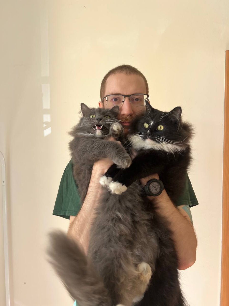 Привет, это Давид Френкель. На этом фото из 2020 года первые дни Шоши и Бузи у нас дома и первые дни коронавирусного проекта на «Медиазоне». Котята (им было всего три недели) только приехали, и мы боялись их оставлять одних, поэтому я сидел работал с ними под столом. Сейчас Шоша