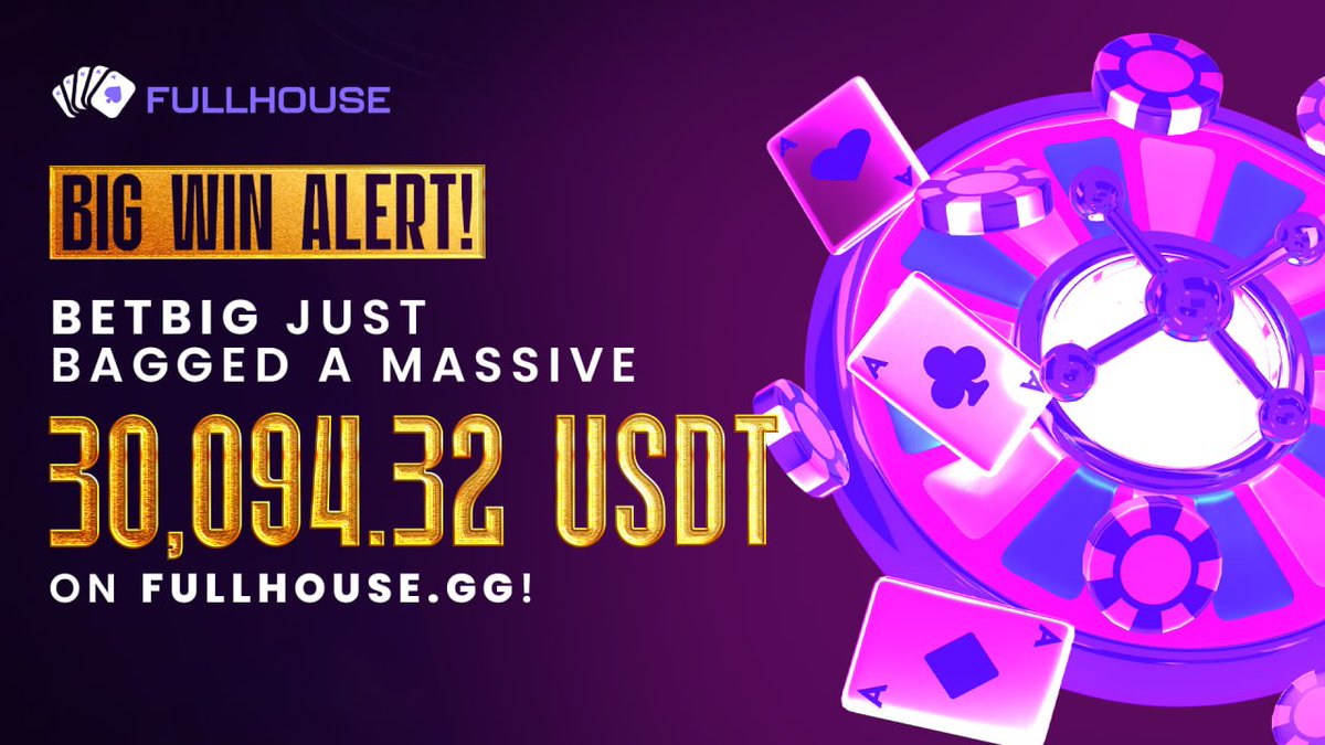BIG WIN FROM THE LAST 7 DAYS!
WOW! Player betbig just scored a MASSIVE 30,094.32 USDT WIN 🔥

That’s what we call a game-changing moment at fullhouse.gg!
Are YOU ready to spin your way to the top? 🎰

👉 Join the action now: fullhouse.gg
#FullhouseGG #BigWin
