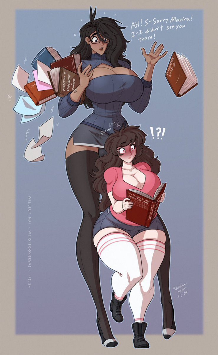 She’s pretty clumsy.  With her height and… *ahem* 𝙗𝙪𝙨𝙩, she often doesn’t see shorter individuals in front of her.

Better watch out unless you want a 𝙝𝙚𝙖𝙫𝙮, 𝙛𝙖𝙩 𝙗𝙪𝙡𝙜𝙚 in your face!