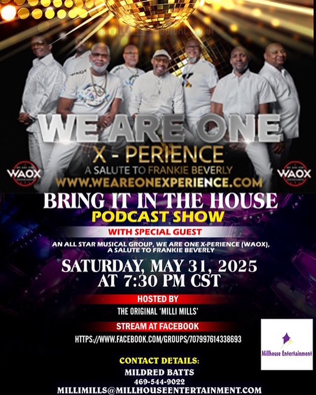 WAOTRIBUTEBAND's tweet image. Hey Gang, 
Set your calendars &amp;amp; Timer for Saturday MAY 31st 8:30pm EST &amp;amp; 7:30pm CST as Host The Original Milli Mills “Bring it in the house” Podcast show talks with WAOX about the new and exciting things that are happening in 2025 We have some great surprises in store for you!
