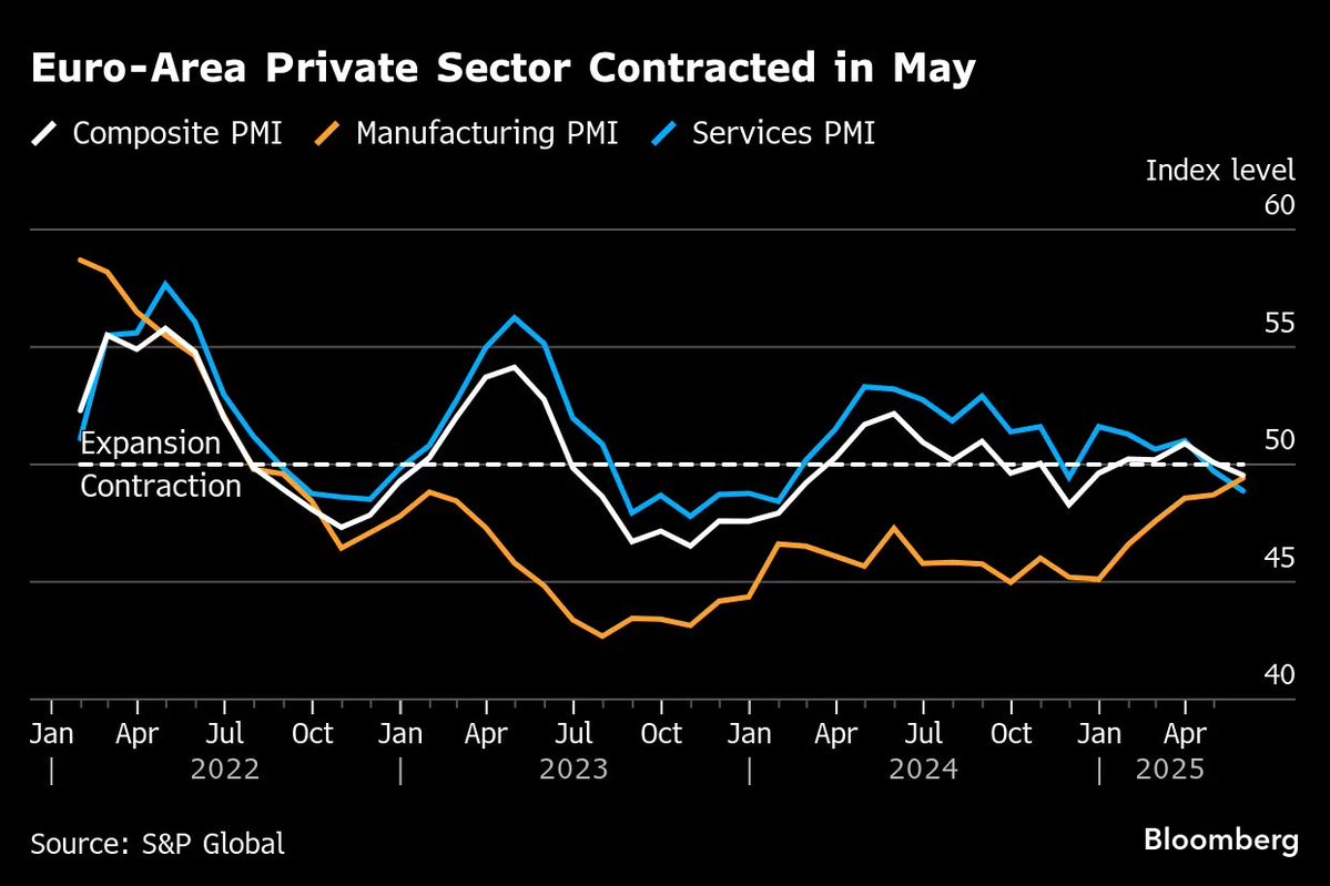 🚨 BREAKING: "PMI Composito dell'Eurozona: Lieve Contrazione dell'Economia del Settore Privato con un Valore di 49.5"