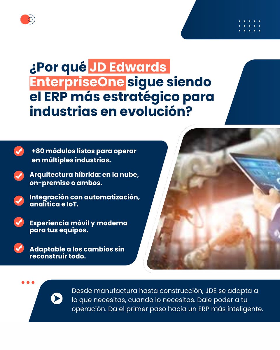 erpsolmex's tweet photo. 📊 Con Oracle JD Edwards EnterpriseOne, empresas de todo el mundo han logrado:

 #JD_Edwards #OracleJDE #TransformaciónEmpresarial  #TecnologíaEmpresarial #InnovaciónOperativa https://t.co/W79MztaA1z