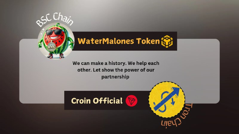 Croin (@croinout) on Twitter photo We are very happy to say that we are officially partnership with <a href="/WaterMalonesCTO/">WaterMalones CTO</a>. $WMN is a BSC chain project. Join us and $WMN
WMN: t.me/watermalones
CR: t.me/croinCR We are very happy to say that we are officially partnership with <a href="/WaterMalonesCTO/">WaterMalones CTO</a>. $WMN is a BSC chain project. Join us and $WMN
WMN: t.me/watermalones
CR: t.me/croinCR