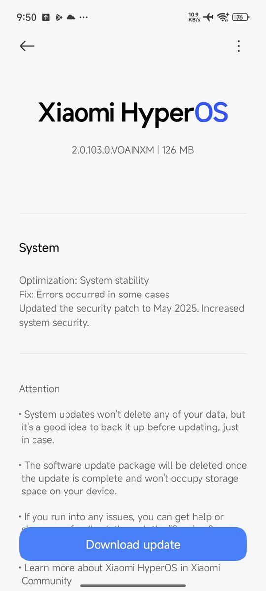 ‼️ Xiaomi 15 Ultra gets May 2025 Security Update in India 🇮🇳

Build: 2.0.103.0.VOAINXM
Size: 126 MB

✨ System:

- Optimization: System stability

- Fix: Errors occurred in some cases

- Updated the security patch to May 2025. Increased system security.