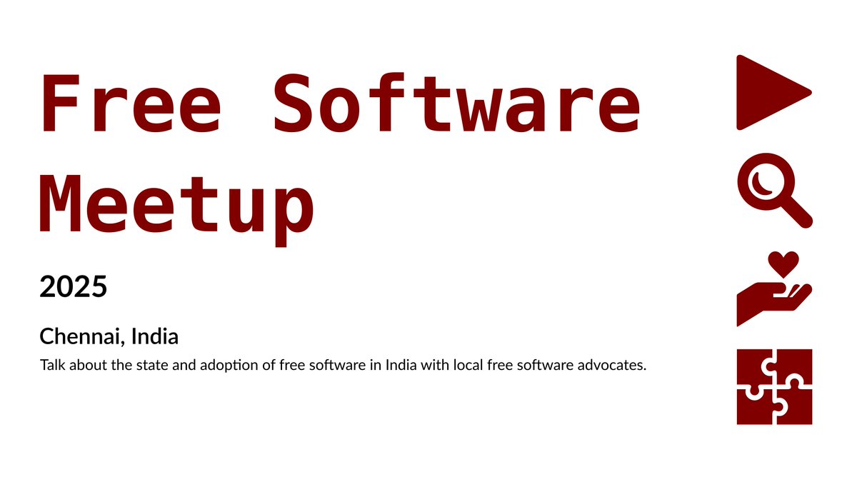 fsf's tweet image. More than twenty #LibreLocal #meetups were  scheduled for May, including one in #Chennai, #India! fsf.org/events/communi… #FreeSoftware #FSF40