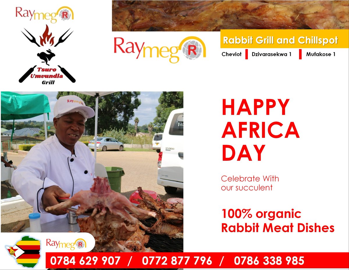Happy Africa Day! At <a href="/GrillRabbit/">Raymeg Rabbit Grill and Chillspot</a>, we're serving up justice, one delicious rabbit meal at a time! “Justice for Africans and People of African Descent through Reparations” resonates with our commitment to fairness and equality. Come chill with us and taste the flavours of Africa!
