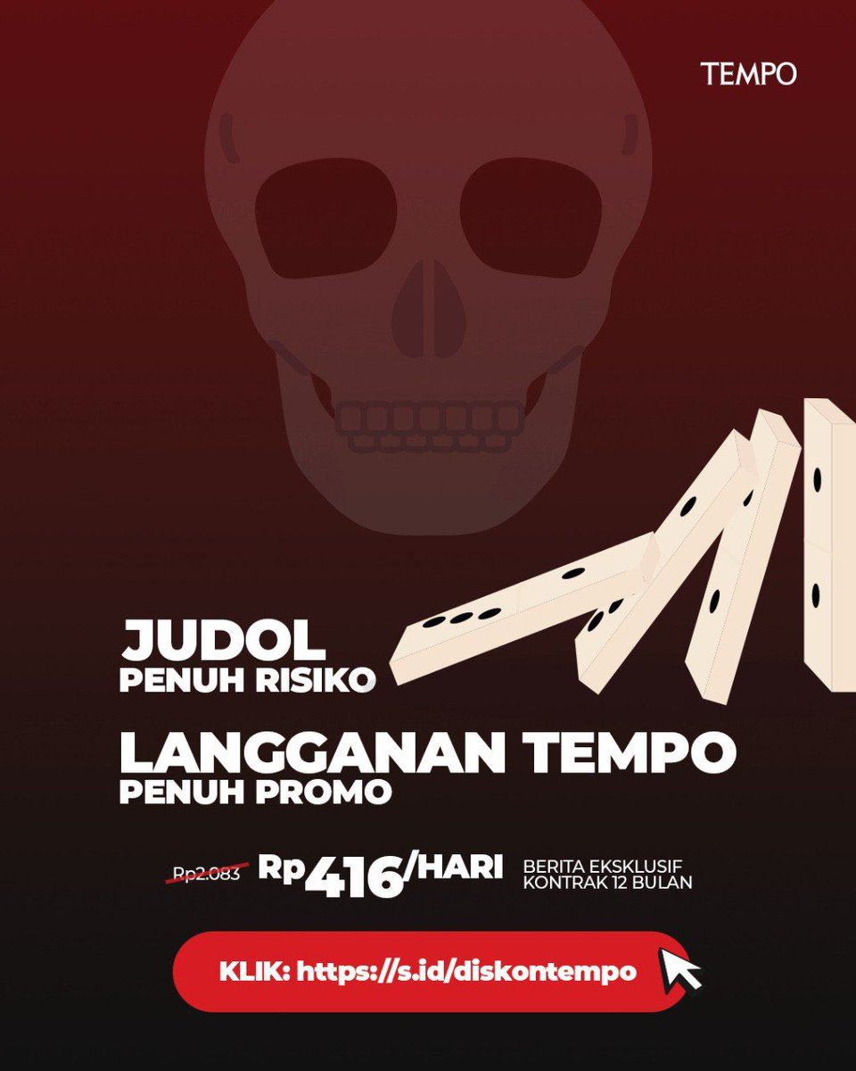 Dapatlan diskon 80% untuk akses berita eksklusif seputar judi online dan berita lainnya selama 12 bulan.  Dilengkapi fitur ringkasan berita, simpan berita, dan audio berita.

Bisa diakses melalui Website dan Aplikasi, kapanpun, di manapun tanpa batas bacaan. Penawaran ini khusus